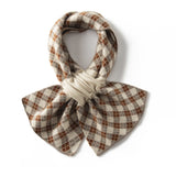 Cashmere Plaid Scarf Crossed Cashmere Scarf Thick Cashmere Neck Warmer Coffee M