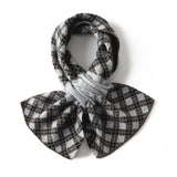 Cashmere Plaid Scarf Crossed Cashmere Scarf Thick Cashmere Neck Warmer Gray M