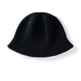 Pure Cashmere Bucket Hat Textured Cashmere Bucket Cap Rib Brim Black M