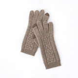 Pure Cashmere Gloves For Women Soft Cashmere Cable Knit Touch Screen Taupe M