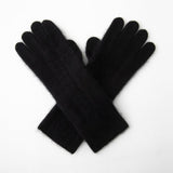 Pure Cashmere Gloves for Women Cashmere Knitted Mittens Black M