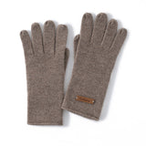 Pure Cashmere Knit Gloves Curl Edge Refined Cashmere Warm Gloves Taupe M