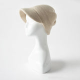 Pure Cashmere Knit Visor Cap Cashmere Beanie with Brim Cashmere Knit Hat Beige M