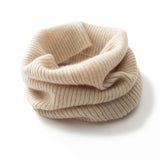 Pure Cashmere Neck Warmer Scarf Ribbing Cashmere Neck Gaiter Fake Collar Beige M