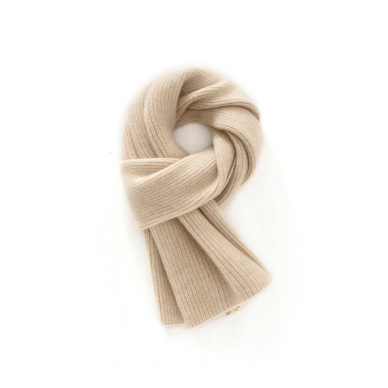 Pure Cashmere Scarf For Women Ribbed Cashmere Wraps Beige M