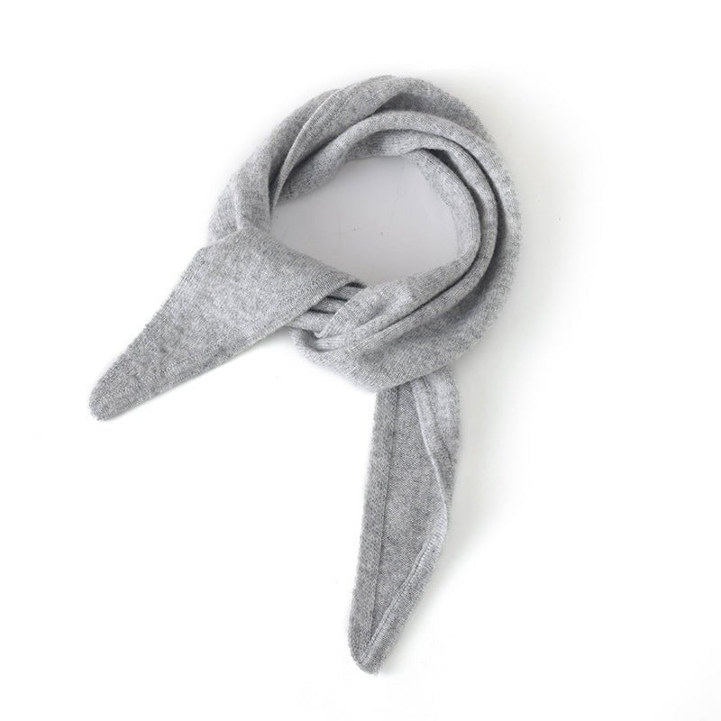 Pure Cashmere Skinny Tie Scarf Small Cashmere Triangle Scarf Cashmere Bandana Grey M