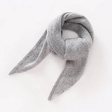 Pure Cashmere Triangle Neck Scarf Cashmere Knit Wrap Cashmere Bandana Light Grey M