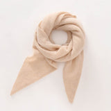 Pure Cashmere Triangle Neck Scarf Cashmere Knit Wrap Cashmere Bandana Beige M