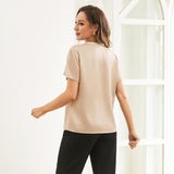 Pure Silk Blouses Short Sleeves Womens Pure Silk Top Champagne XS