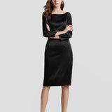 Pure Silk Dresses For Womens Wedding Guest Party Dresses Black XS