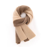 Rib Knit Cashmere Scarf Colorblock Cashmere Wrap for Men and Women Beige + Taupe M