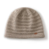 Rib Textured Pure Cashmere Beanie Unisex Thick Cashmere Knit Hat Camel M