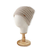 Rib Textured Pure Cashmere Beanie Unisex Thick Cashmere Knit Hat Camel M