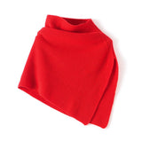 Ribbed Mock Neck Pure Cashmere Cloak Waistcoat Cashmere Scarf Red M