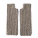 Ribbed Pure Cashmere Gloves Cashmere Wrist Warmers Long Cashmere Mitts Taupe M