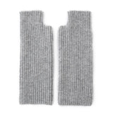 Ribbed Pure Cashmere Gloves Cashmere Wrist Warmers Long Cashmere Mitts Grey M