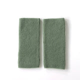 Ribbed Pure Cashmere Knit Headband Half - finger gloves Cashmere Gloves Green M