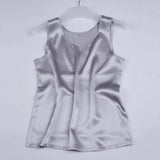 Round Neck Mulberry Silk Tank Top For Women Beige M
