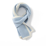 Short Ribbed Cashmere Winter Wrap For Kids And Women Colorblock Scarf Blue M