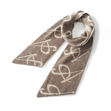 Short Cashmere Scarf Artistic Cashmere Scarf With Abstract Pattern Taupe M