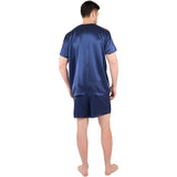 Mens Silk Pajamas Button Down Mens Silk Pajama Set Silk Shorts Set Navy Blue S