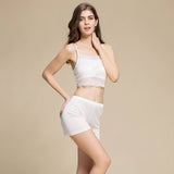 Silk Boxer Briefs Mid - waist Underwear For Women Mulberry Silk Knitted Champagne S
