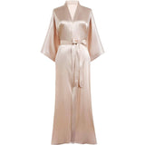 Silk Kimono Robe Long Wedding Bridesmaid Silk Bathrobe Champagne One size fits most