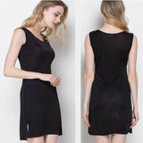 Silk Knit Nightdress For Women Silk Knitted Slip Dress Black S