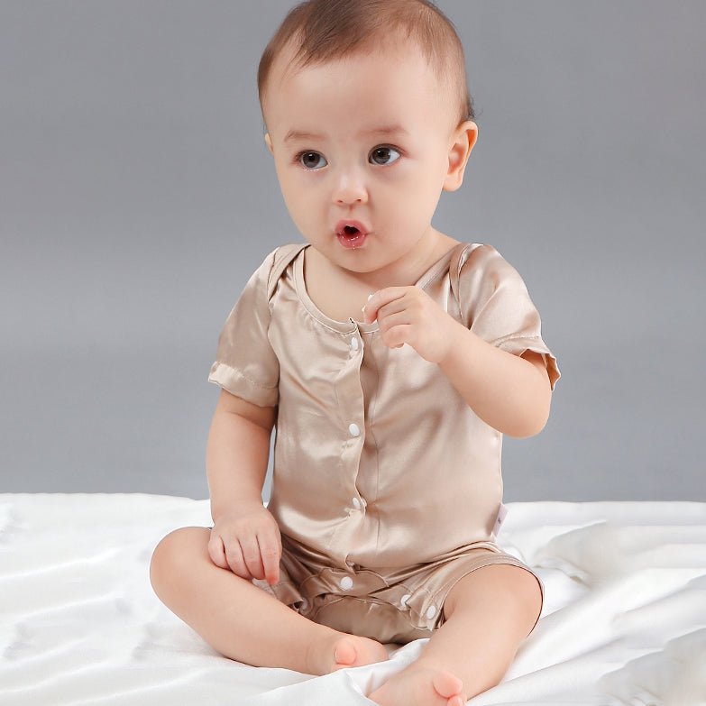 Baby Silk Romper Silk Bodysuit For Babies One Piece Silk Pajamas Infants and Toddlers Rosy Pink 0 - 3M