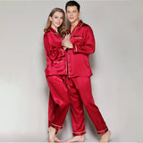 Silk Couple Pajamas Set Matching Pure Silk Pajamas Red XS