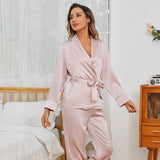 Silk Robe And Pajama Set For Women Two Piece Silk Nightwear Rosy Pink XS