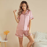 Silk Short Pyjamas For Women's Best Short Silk Pajama Set Rosy Pink XS