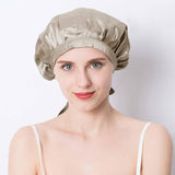Silk Sleep Cap For Women Silk Sleep Bonnet For Hair Black M