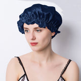 Women Silk Sleep Cap Night Sleep Caps Silk Sleep Bonnet Navy Blue M