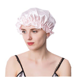 Women Silk Sleep Cap Night Sleep Caps Silk Sleep Bonnet Pink M