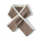 Pure Cashmere Neck Warmer With Contrast Edging Winter Neckerchief Taupe M