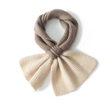 Soft Bow Knot Cashmere Scarf Ribbed Cashmere Neck Wrap Cashmere Tie Scarf Taupe + Beige M