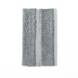 Textured Cashmere Arm Warmers Ribbed Cuffs Cashmere Knit Gloves Gray M