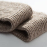 Textured Cashmere Arm Warmers Ribbed Cuffs Cashmere Knit Gloves Taupe M