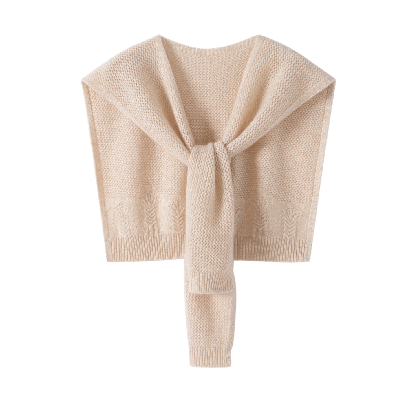 Soft Cashmere Knit Scarf Cashmere Scarf Back Wrap for Women Beige M