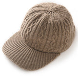 Cashmere Cable Knit Baseball Cap Cashmere Knitted Hats One Size Taupe M