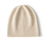 Simple Cashmere Knit Beanie Cashmere Hats For Men And Women Beige M