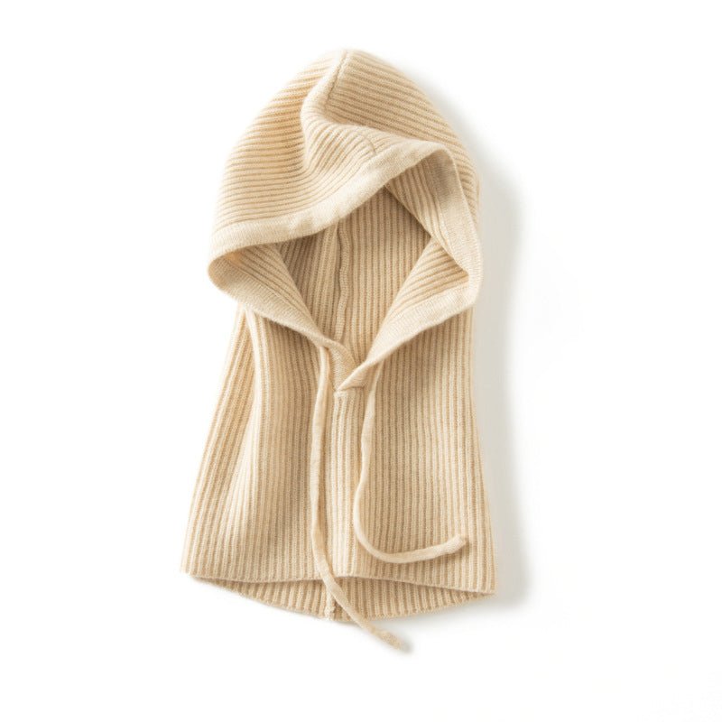 Cashmere Balaclava Cashmere Knitted Hood Hat For Women And Men Beige M