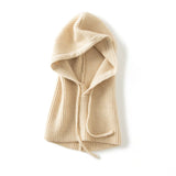 Cashmere Balaclava Cashmere Knitted Hood Hat For Women And Men Beige M