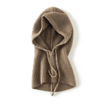 Cashmere Balaclava Cashmere Knitted Hood Hat For Women And Men Taupe M