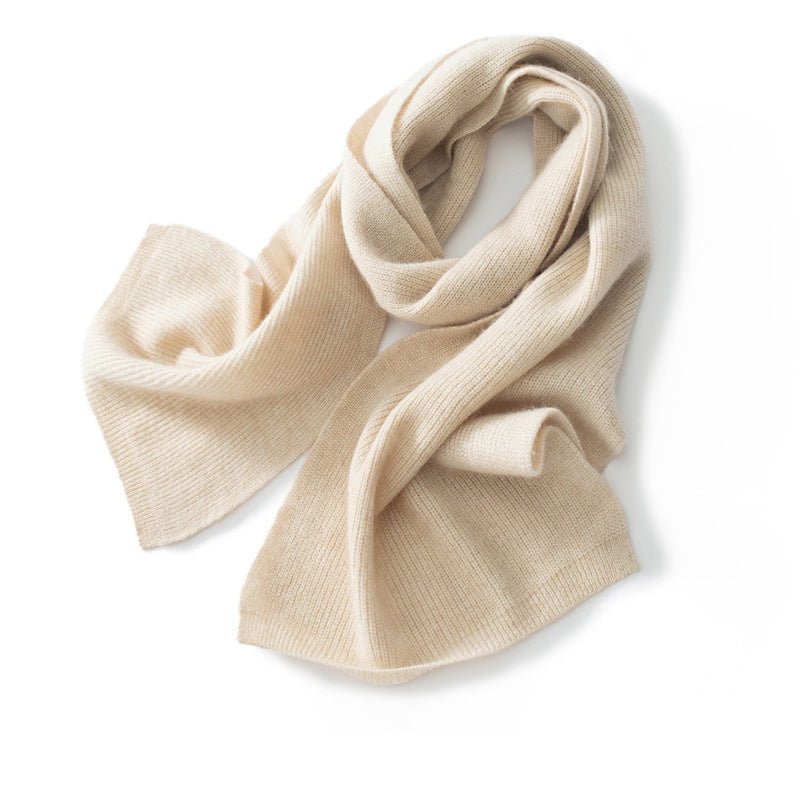 Cashmere Scarf For Couple Ribbed Knit Cashmere Neck Scarf Fall Winter Beige L
