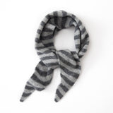 Striped Cashmere Triangle Scarf Pure Cashmere Neck Scarf Cashmere Bandana Grey M