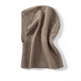 Unisex Cashmere Hooded Snood Cashmere Balaclava Cashmere Knit Hooded Cowl Taupe M