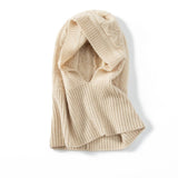 Unisex Cashmere Hooded Snood Cashmere Balaclava Cashmere Knit Hooded Cowl Beige M