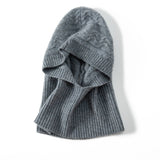 Unisex Cashmere Hooded Snood Cashmere Balaclava Cashmere Knit Hooded Cowl Grey M
